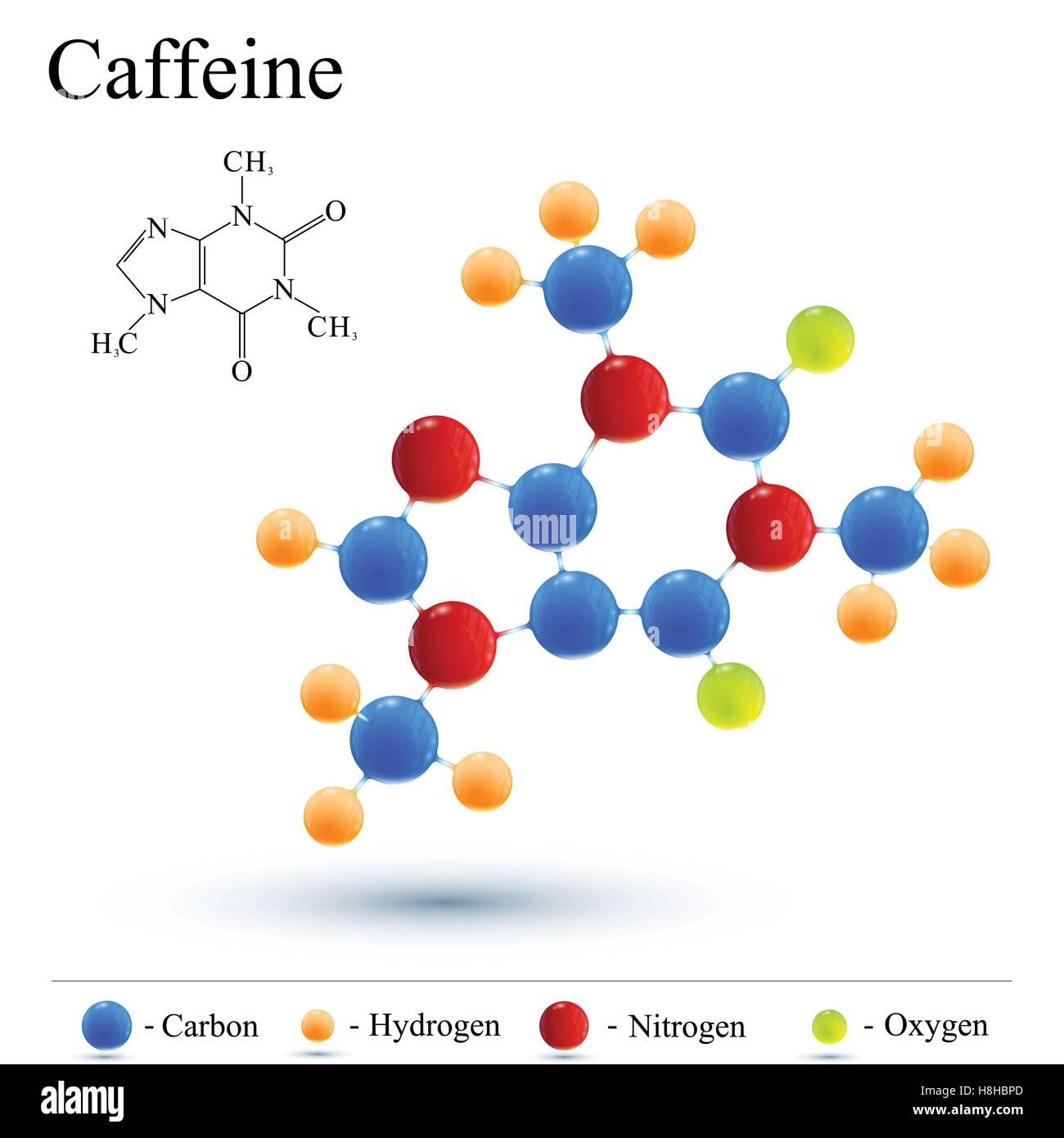 Modernes Logo Symbol Koffein. Vektor Vorlage für Medizin, Wissenschaft, Technik, Chemie Stock Vektor