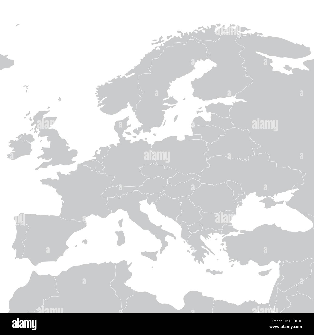Graue politische Landkarte Europas. Vektor-illustration Stock Vektor