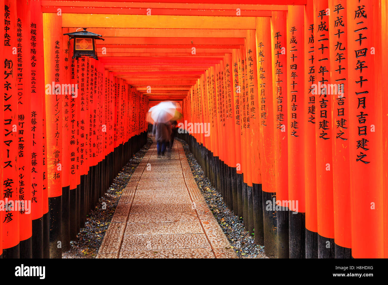 Kyoto, Japan. Die Tore in der Fushimi Inari-Schrein. Stockfoto