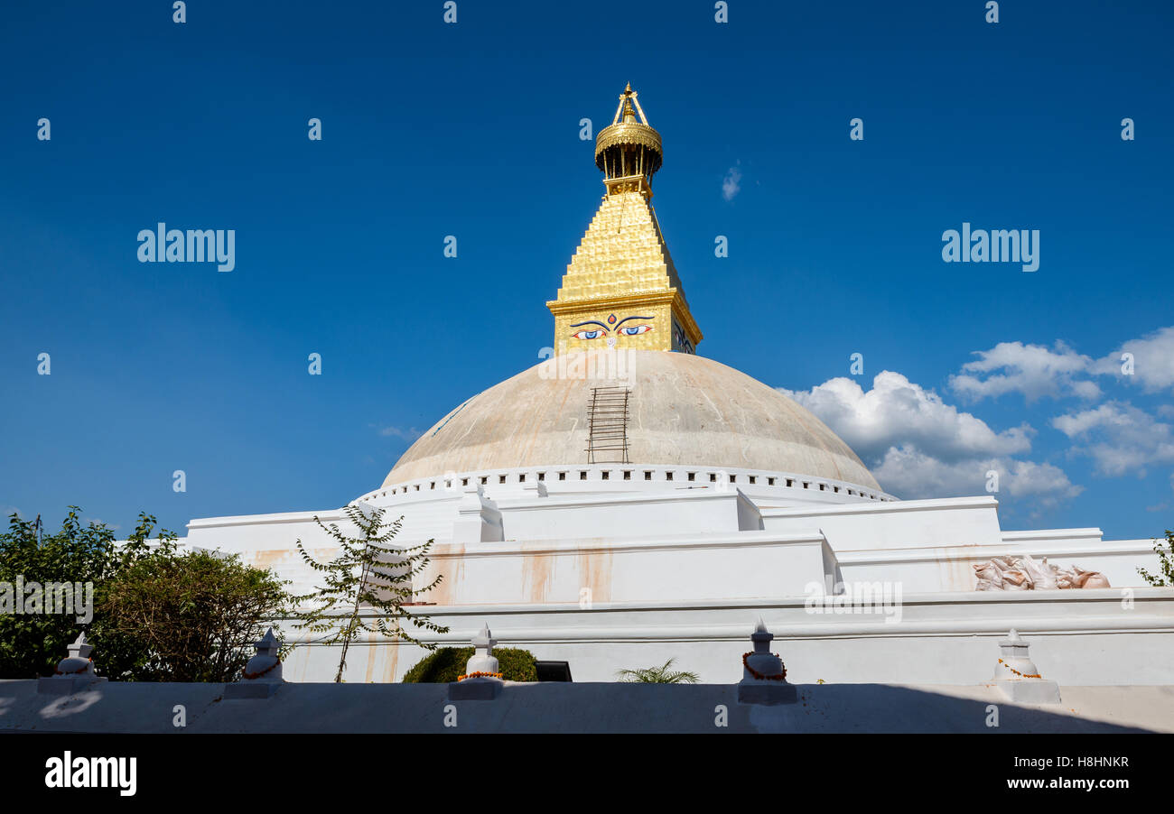 Boudhanath Stupa in Kathmandu, Nepal. Oben ist seit 2015 umgebaut worden Erdbeben in Nepal. Stockfoto