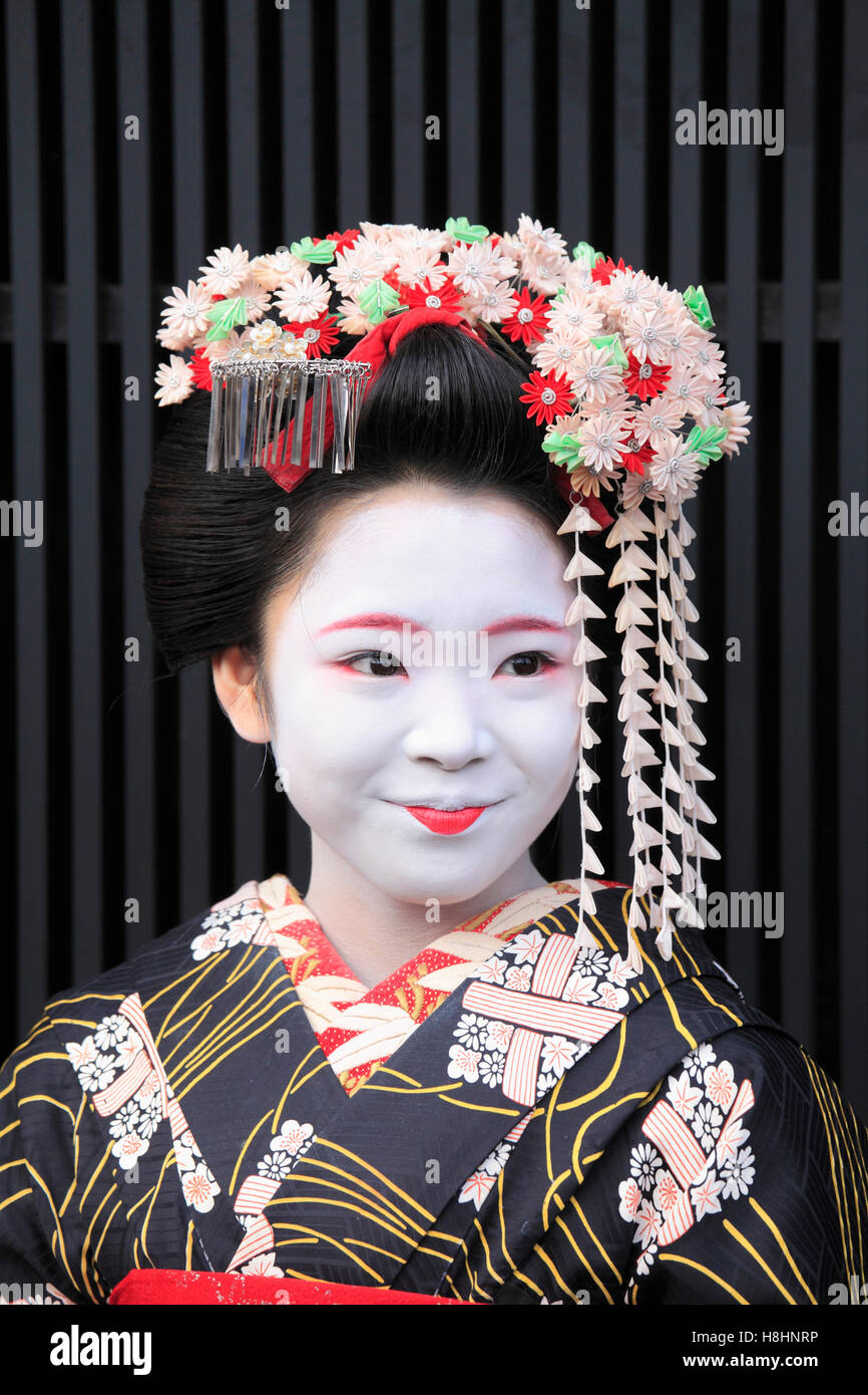 Japan, Kyoto, Zuiki Festival, Maiko, Lehrling Geisha, Porträt, Stockfoto