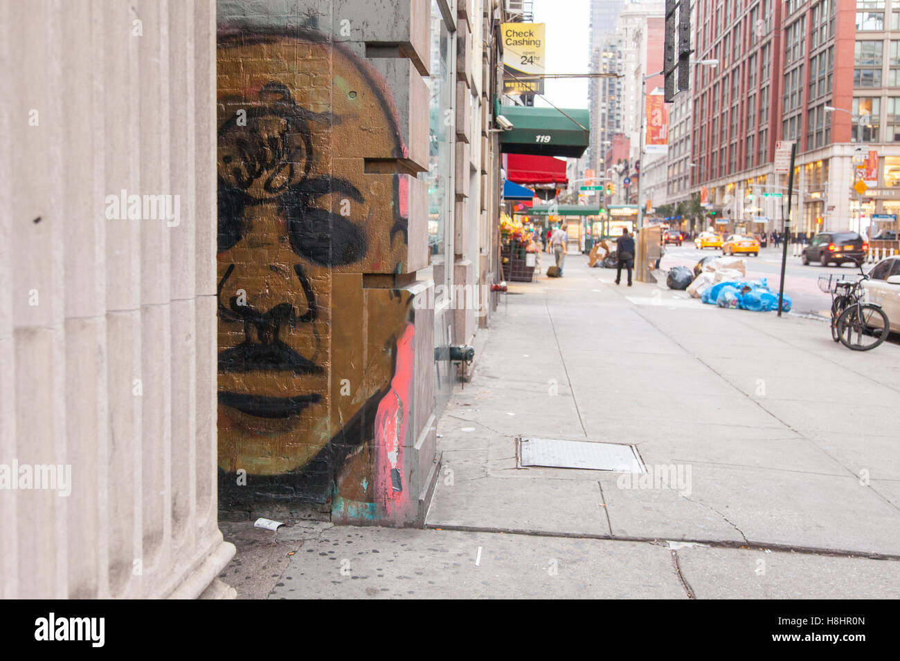 Graffiti Porträt, Chelsea, New York City, Vereinigte Staaten von Amerika. Stockfoto