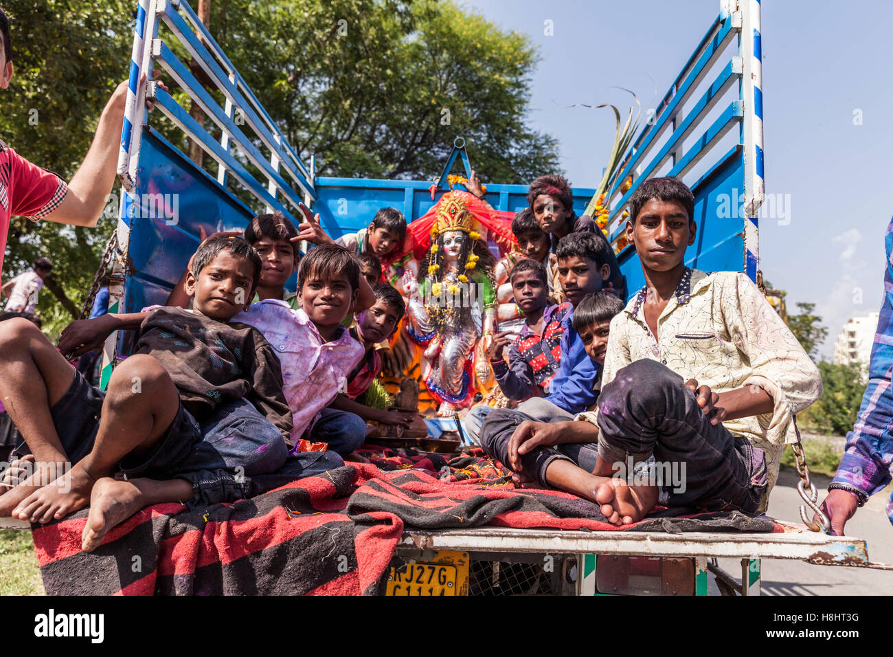 Indische Göttin religiöse Prozession Stockfoto