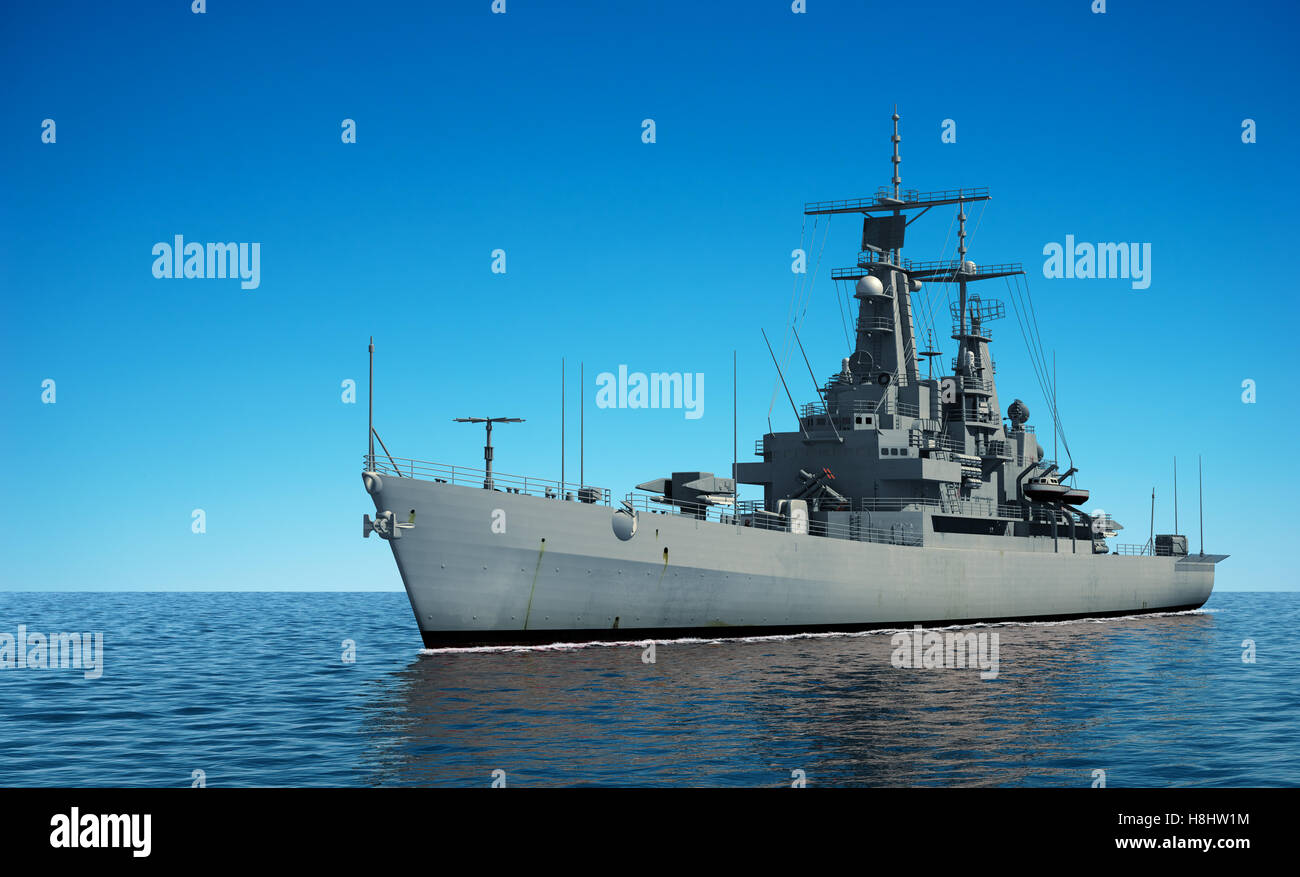 Amerikanische moderne Kriegsschiff im Ozean Stockfoto