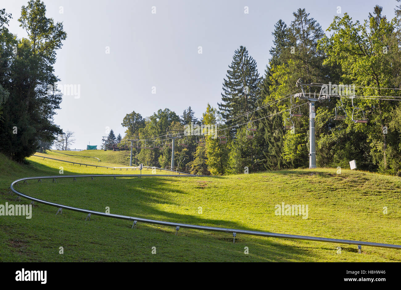 Sommerrodelbahn und Sessellift in Bled, Slowenien Stockfoto