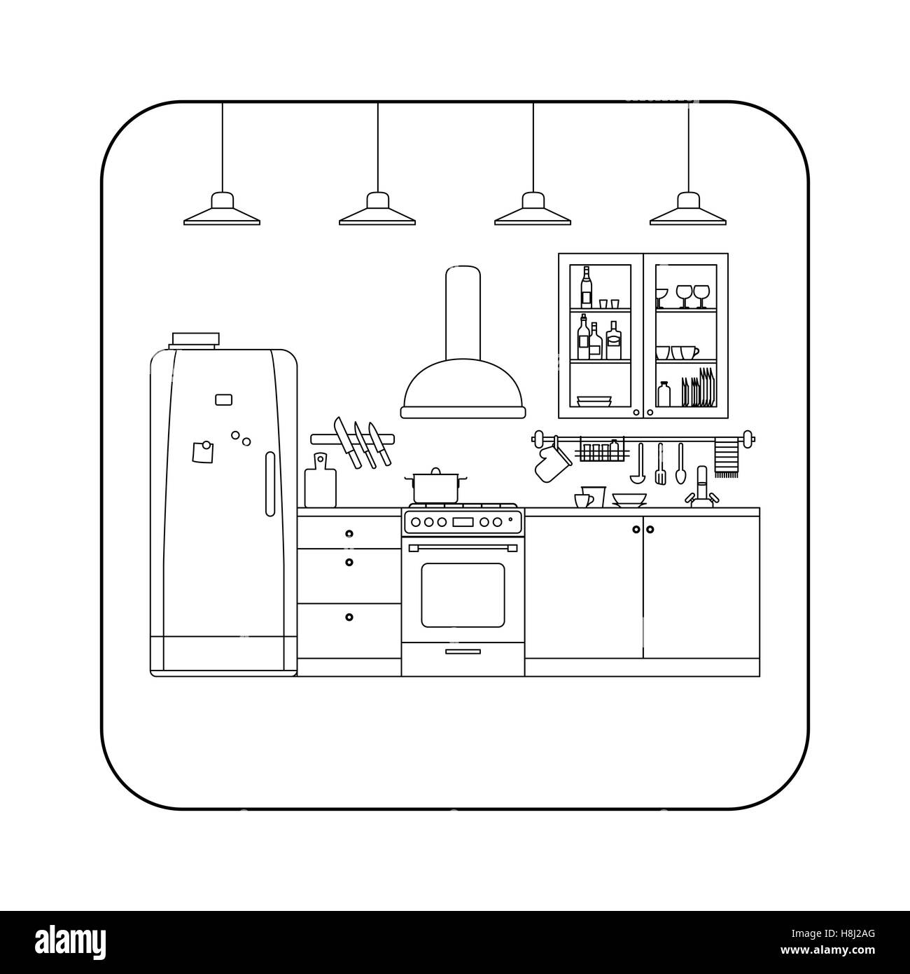 Küche-Line Interieur Stock Vektor