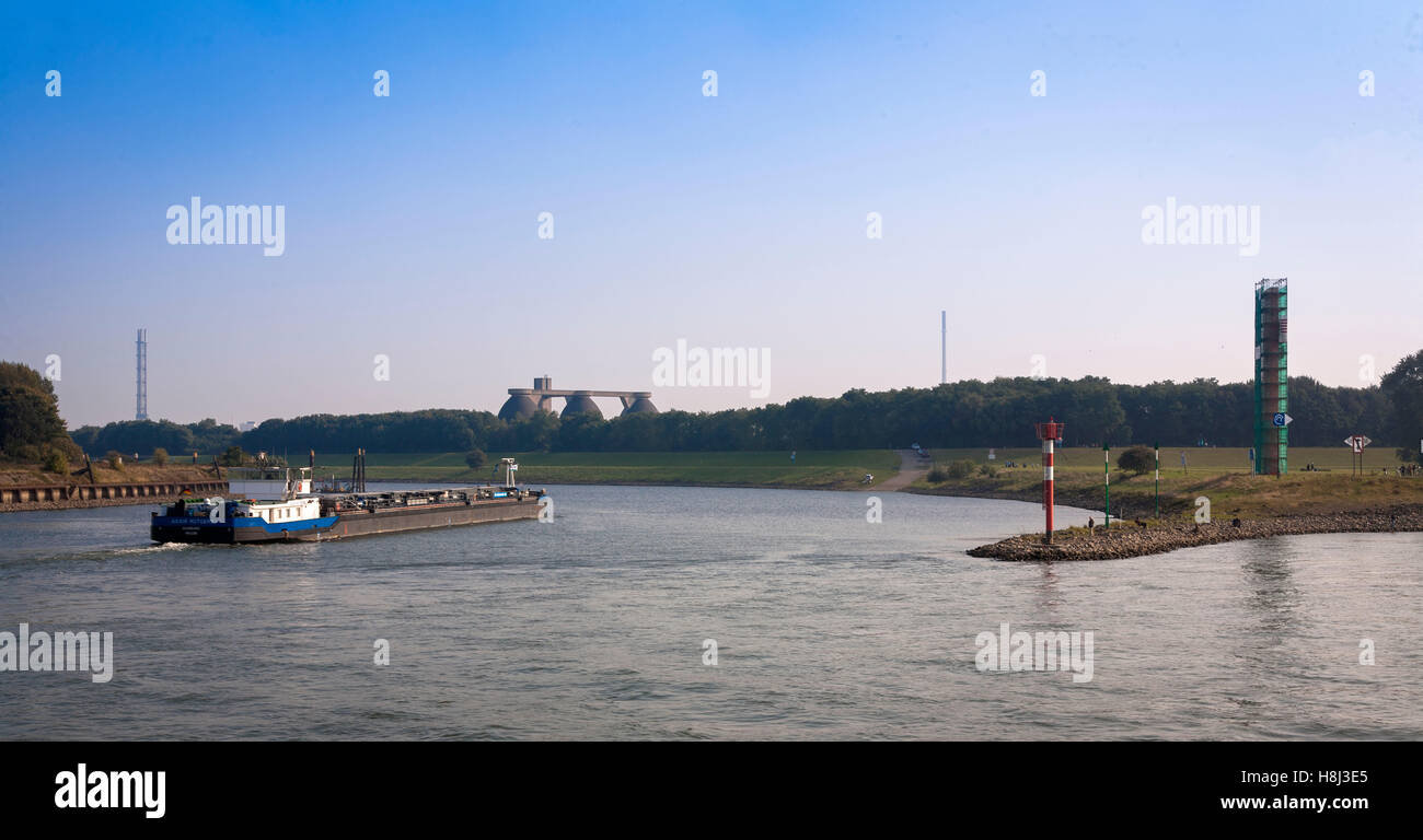 Deutschland, Ruhrgebiet, Duisburg, die Mündung des Flusses Ruhr in den Rhein. Stockfoto