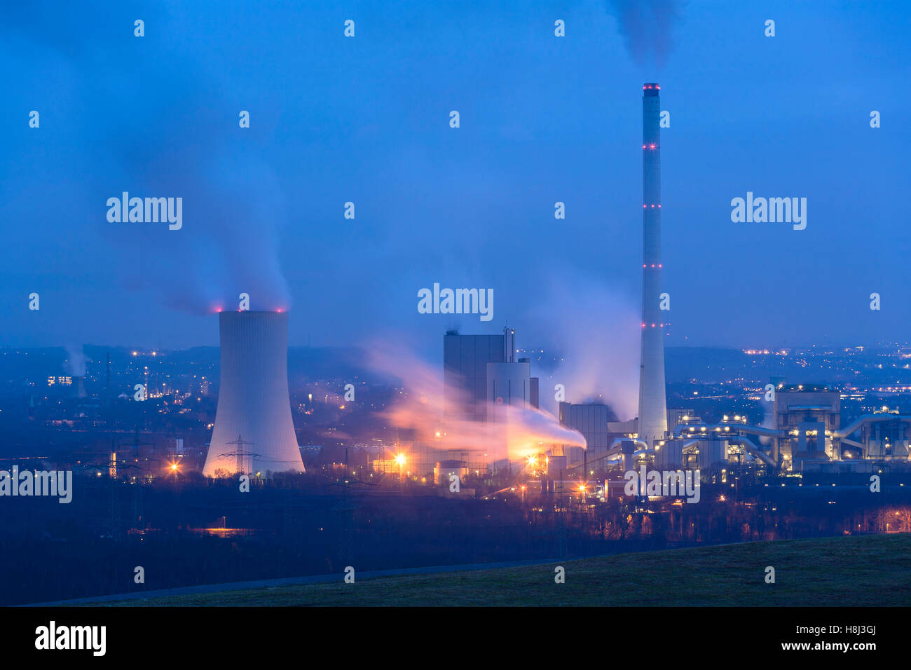 Deutschland, Ruhrgebiet, die Evonik Steag Blockheizkraftwerk Herne. Stockfoto