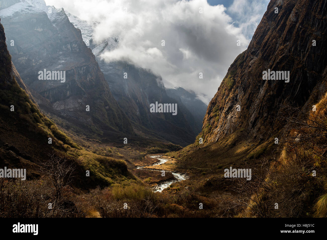 Modi Khola Tal im Annapurna Sanctuary Trek Stockfoto