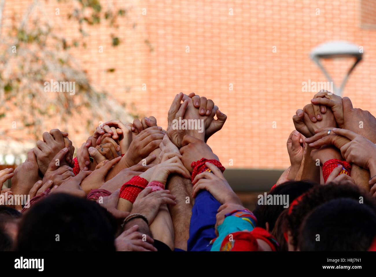 Gruppe von Menschen mit Hände zusammen, Catellers Teamarbeit Stockfoto