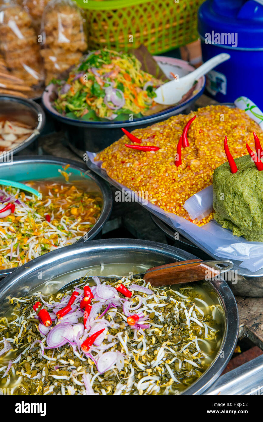 Lebensmittel-Markt, Koh Chen, Kambodscha Stockfoto