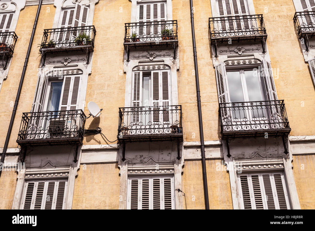 Verziert, die Fassaden in Madrid, Spanien. Stockfoto