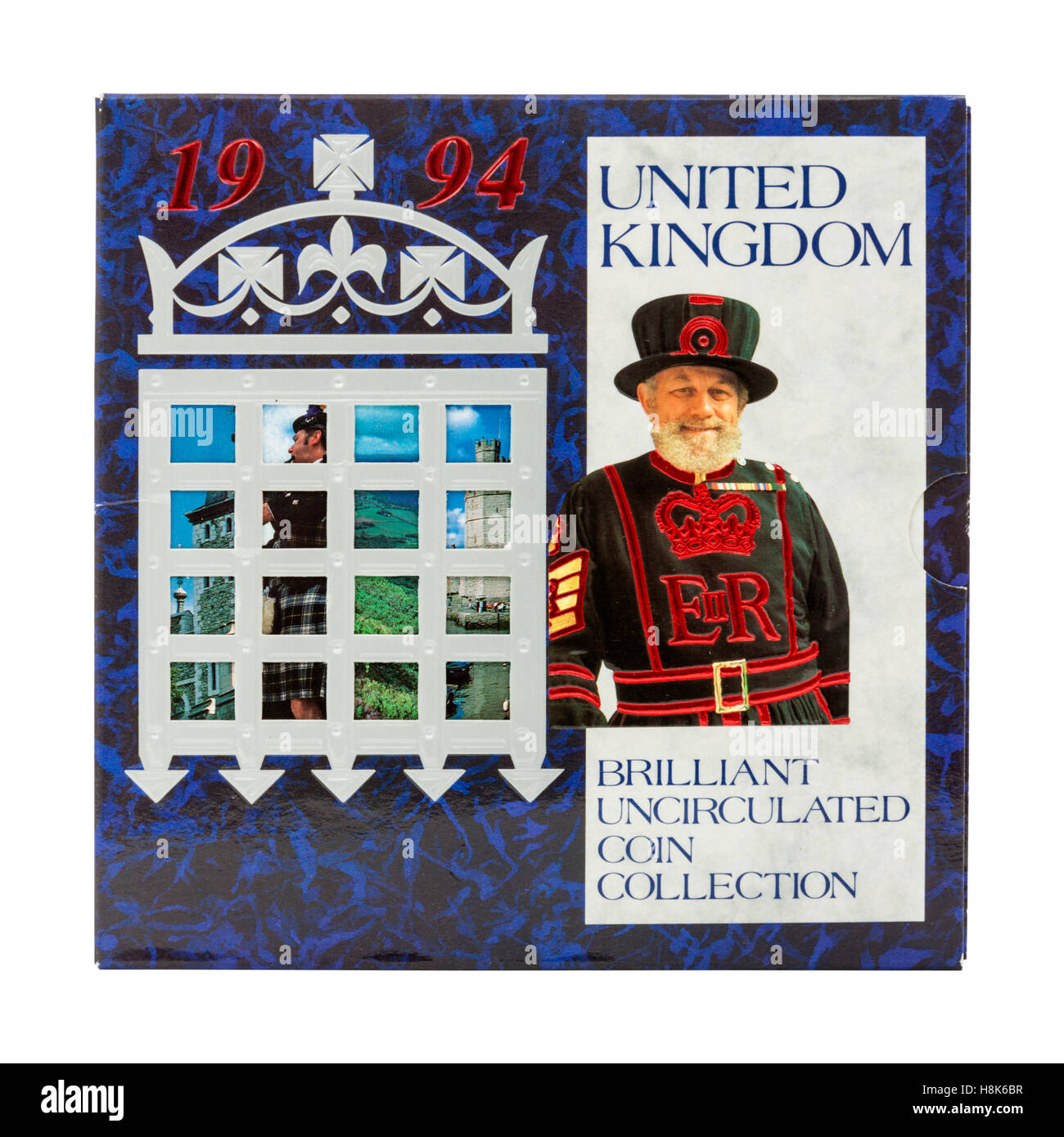 Satz von 1994 Vereinigtes Königreich Brilliant Uncirculated Münzsammlung, ausgestellt von der Royal Mint Stockfoto