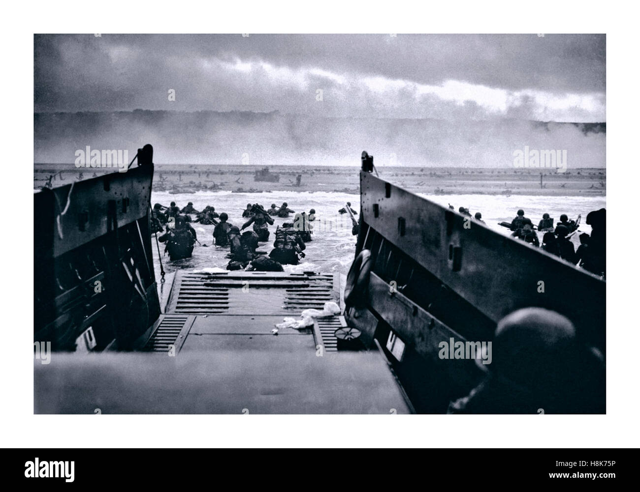 D-DAY UTAH BEACH WW2 Normandy Landungen das Landungsboot Landungsoperationen am 6. Juni 1944 (D-Day genannt) der alliierten Invasion im Nazi-Deutschland besetzte Frankreich in der Normandie Stockfoto