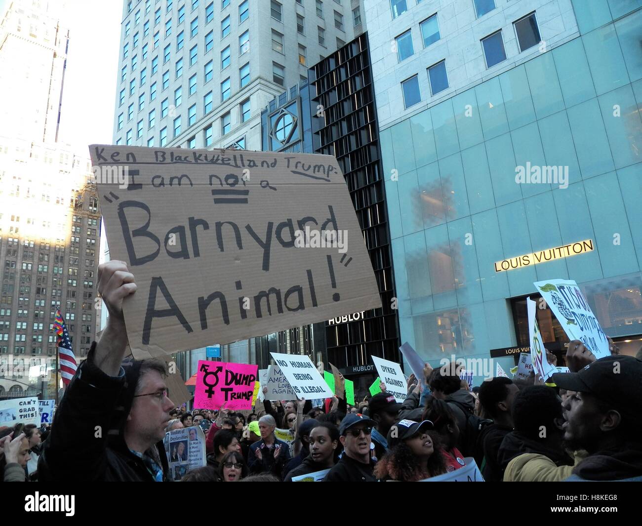 New York, New York, USA. 13. November 2016. New York City Anti-Trump Protest im 5. Tag Credit: Mark Apollo/Alamy Live News Stockfoto