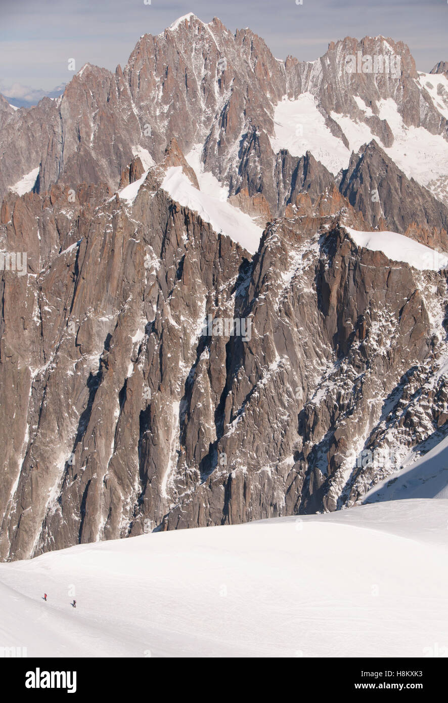 Aiguille du Plan aus der Aiguille du Midi, Mont-Blanc-Massiv, Chamonix-Mont-Blanc, Frankreich Stockfoto