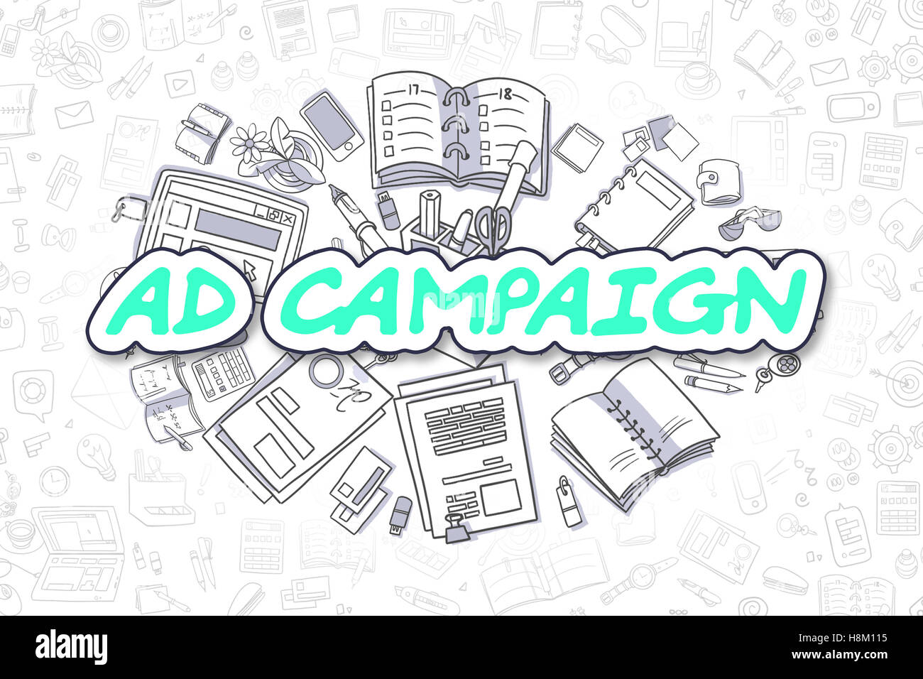Kampagne - Cartoon-grüne Inschrift. Business-Konzept. Stockfoto