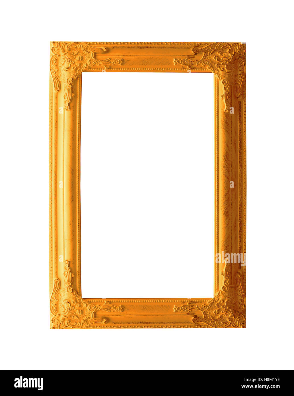 Gold Holzrahmen isoliert auf weißem Hintergrund Stockfoto