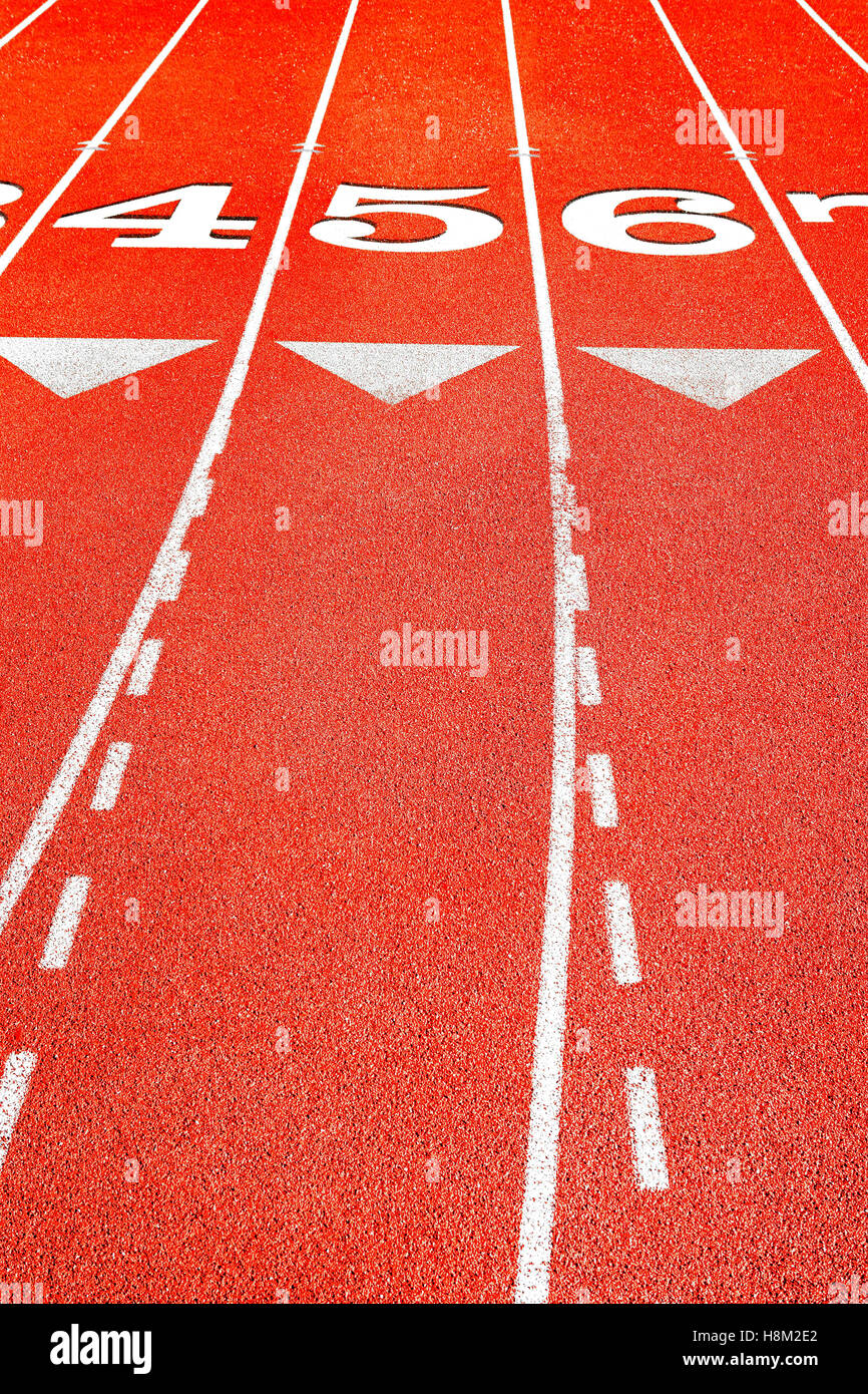 Lane Markierungen auf der Laufstrecke Stockfoto