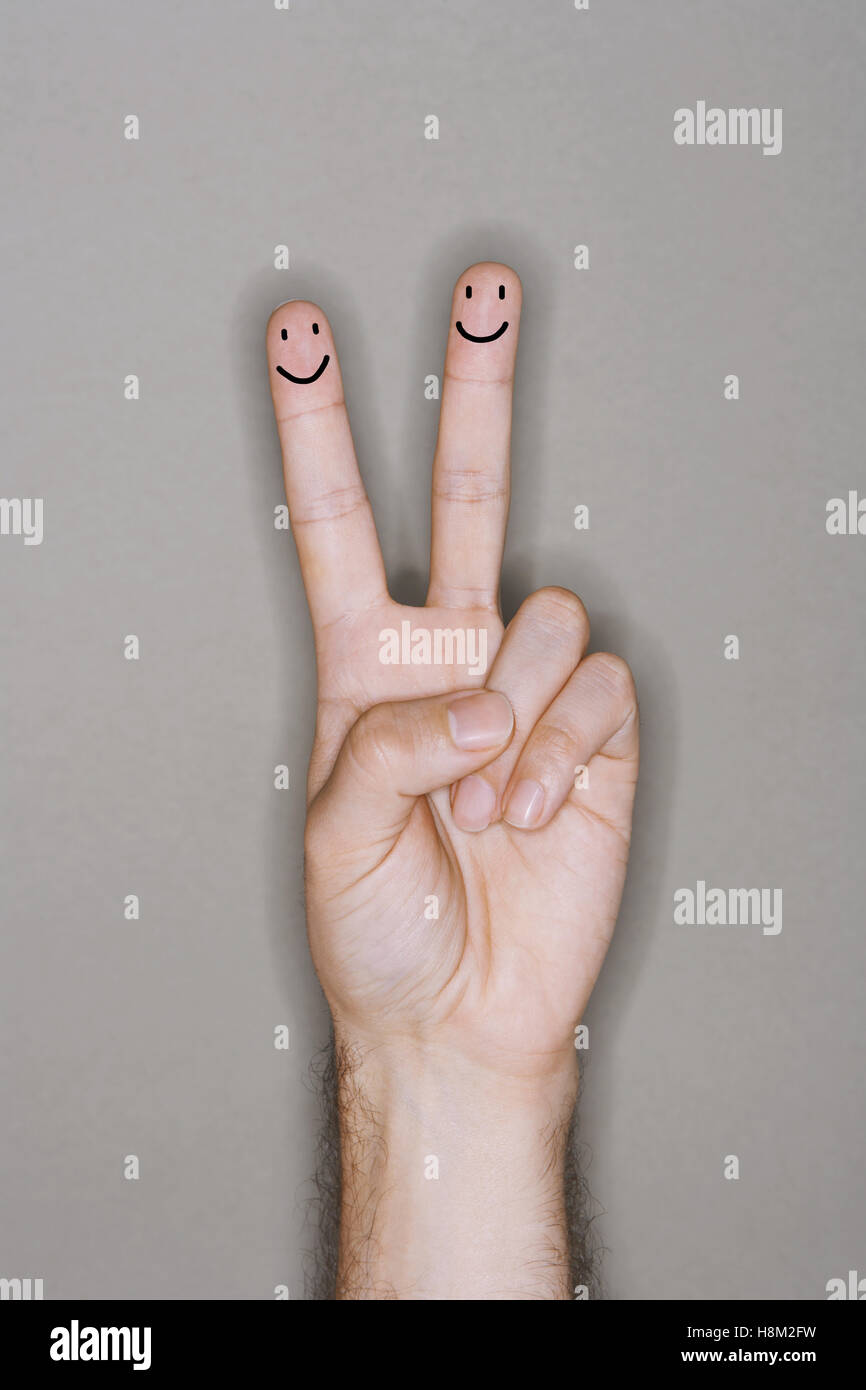 Finger-Menschen auf kaukasische Hand gezeichnet Stockfoto