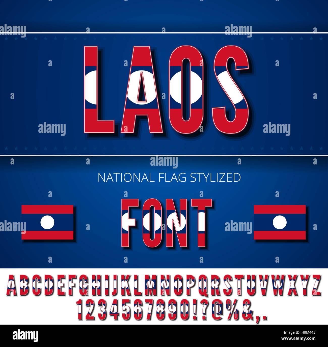 Laos Fahne Schriftart Stock Vektor
