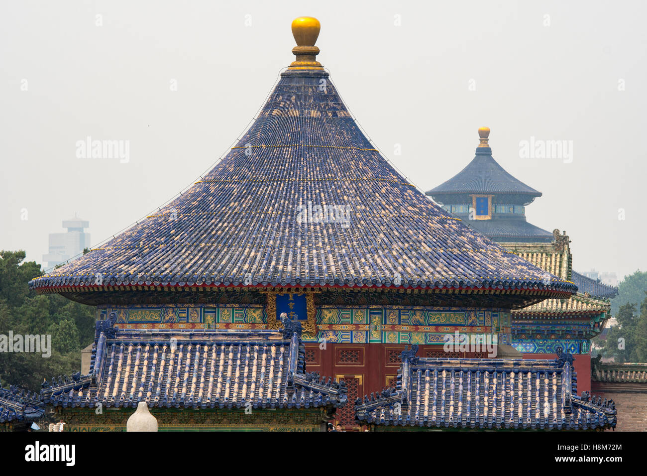 Peking, China - reich verzierte Dach des Tempel des Himmels, eine kaiserliche Opferaltar befindet sich im Zentrum von Peking. Stockfoto