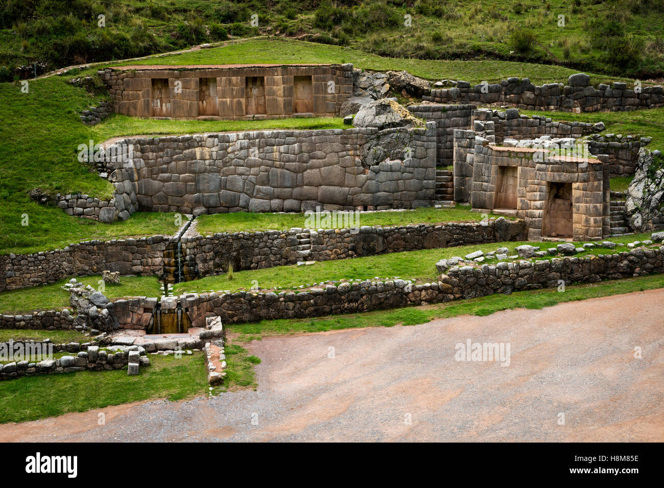 Tambomachay Inka-Ruinen in der Nähe von Cusco in Peru, Südamerika Stockfoto