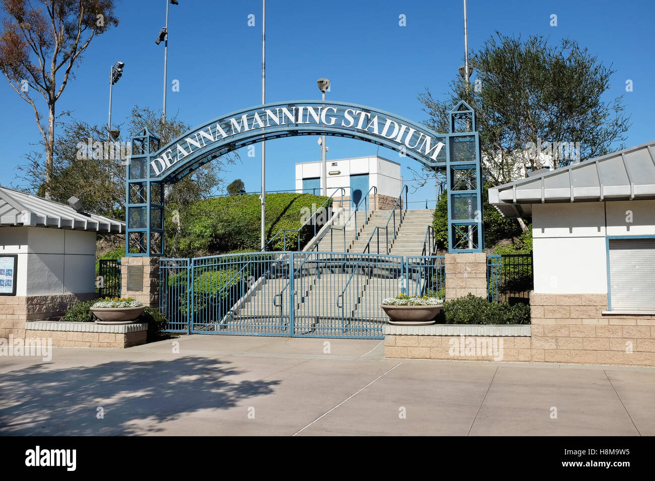 Eingang zum Deanna Manning Stadion in Irvine, Kalifornien. Das Stadion wird von High School und Freizeit Softball-Teams, verwendet ein Stockfoto
