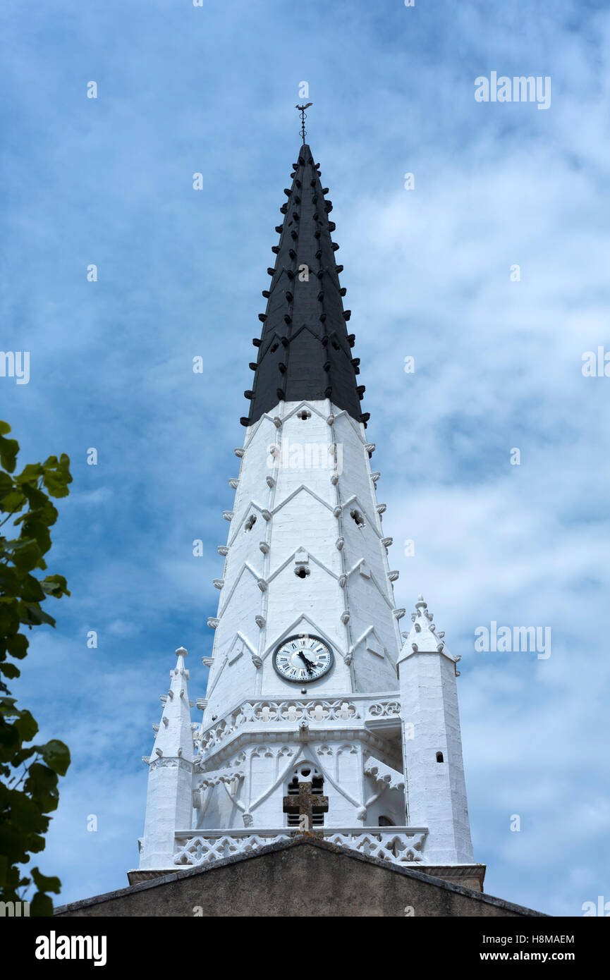 Glockenturm ot Église Saint-Étienne Kirche, von Ars-En-Ré, Ile de Ré, Vandee, Frankreich Stockfoto