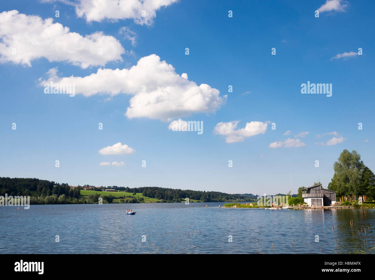 Badebereich, bin Petersthal Rottachsee, Oy-Mittelberg, Allgäu, Schwaben, Bayern, Deutschland Stockfoto