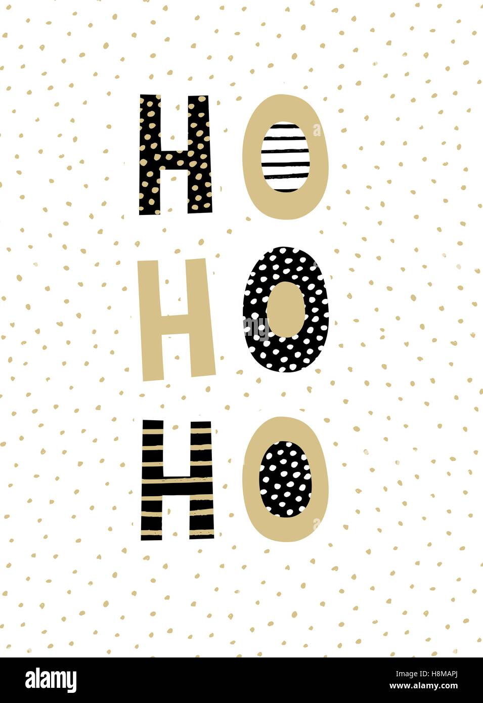 Typografischen Stildesign für eine Weihnachts-Grußkarte mit dekorativen Buchstaben in Gold, schwarz und weiß. Moderne Winter Saison po Stock Vektor