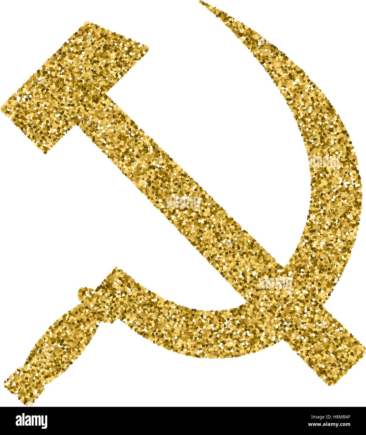 Hammer und Sichel. USSR Sign. Hand gezeichnet mit goldenen f-Schriftzug Stock Vektor
