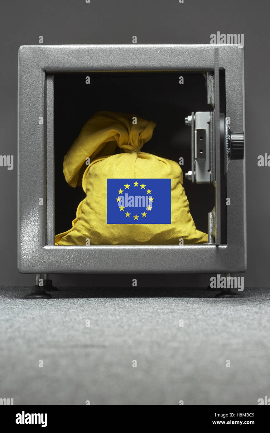 Mit EU-Flagge in sicheren entlassen Stockfoto