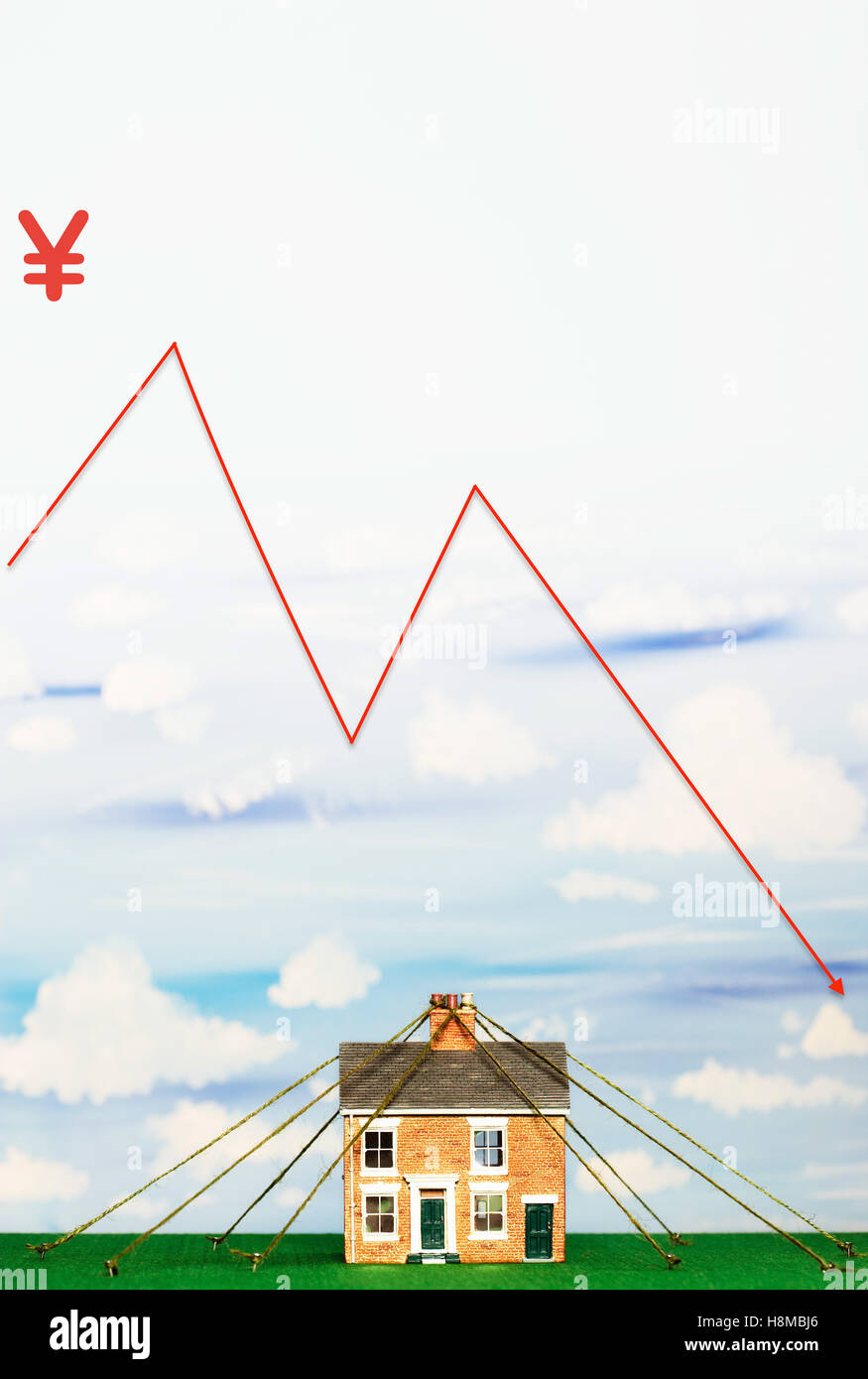 Yen Property Market Crash Stockfoto