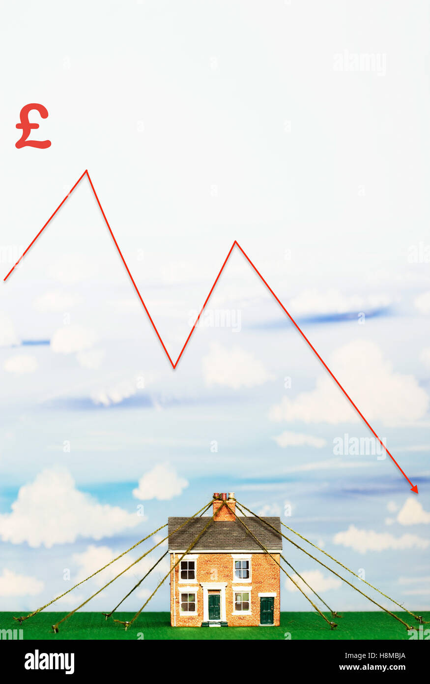 Pfund Property Market Crash Stockfoto