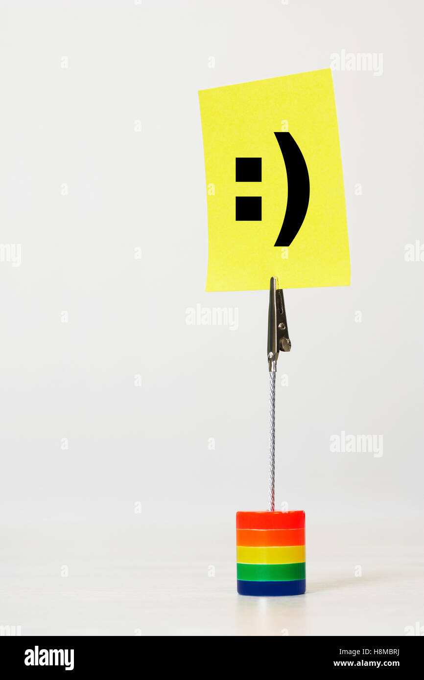 Smiley-Symbol Notiz Stockfoto
