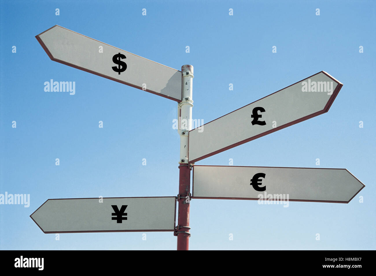 Währung-Wegweiser Stockfoto