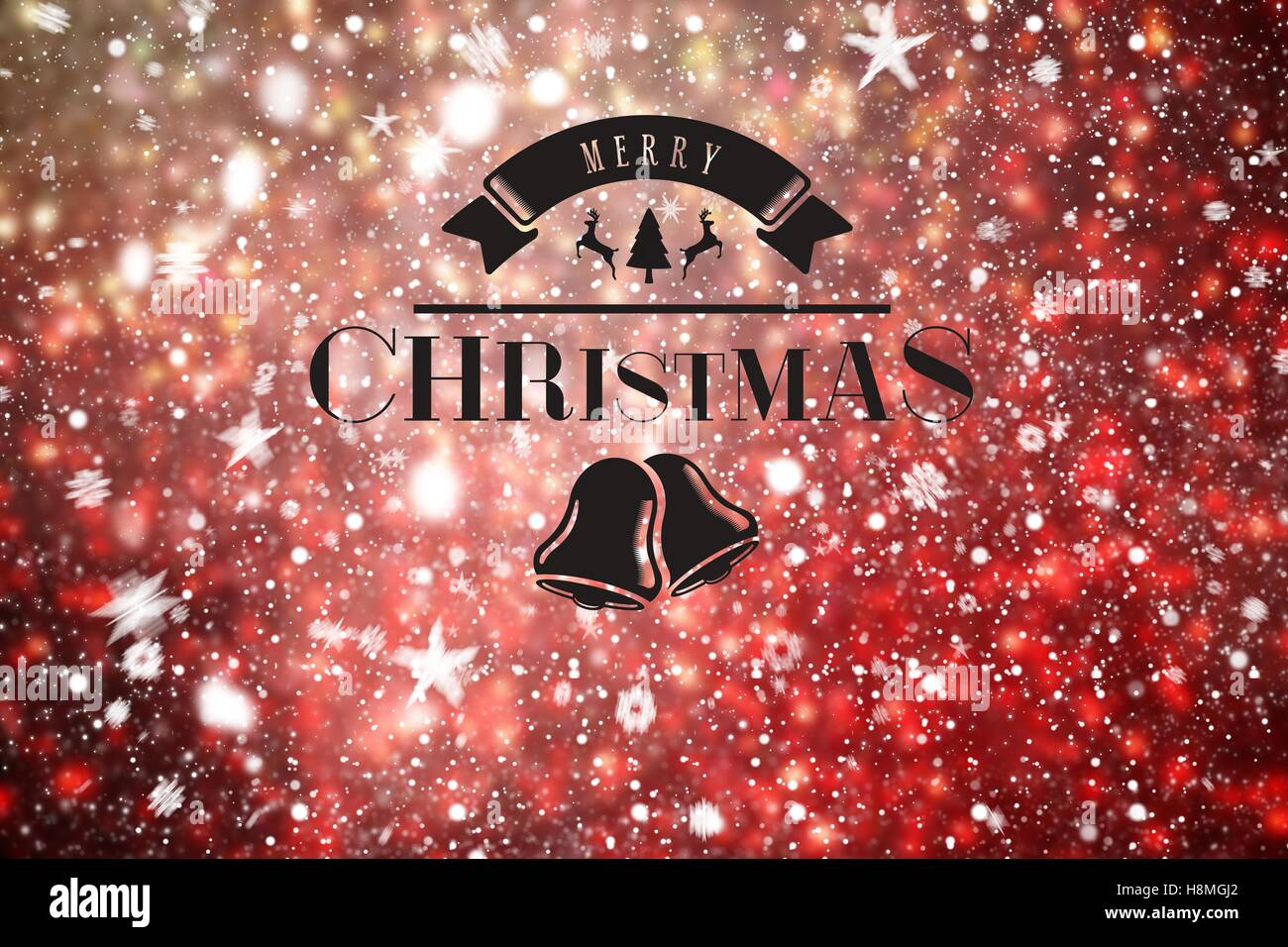 Weihnachtsbotschaft auf unscharfen Hintergrunddesign Stockfoto