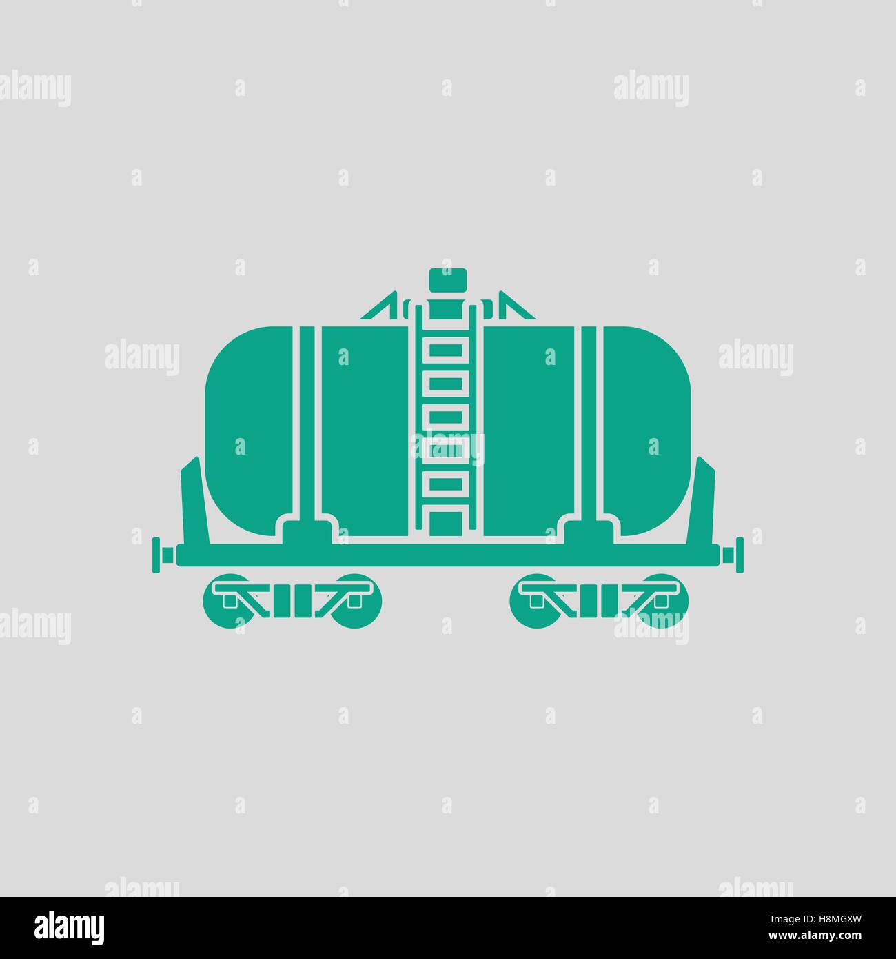 Öl-Eisenbahn-Tank-Symbol. Grauer Hintergrund mit grün. Vektor-Illustration. Stock Vektor