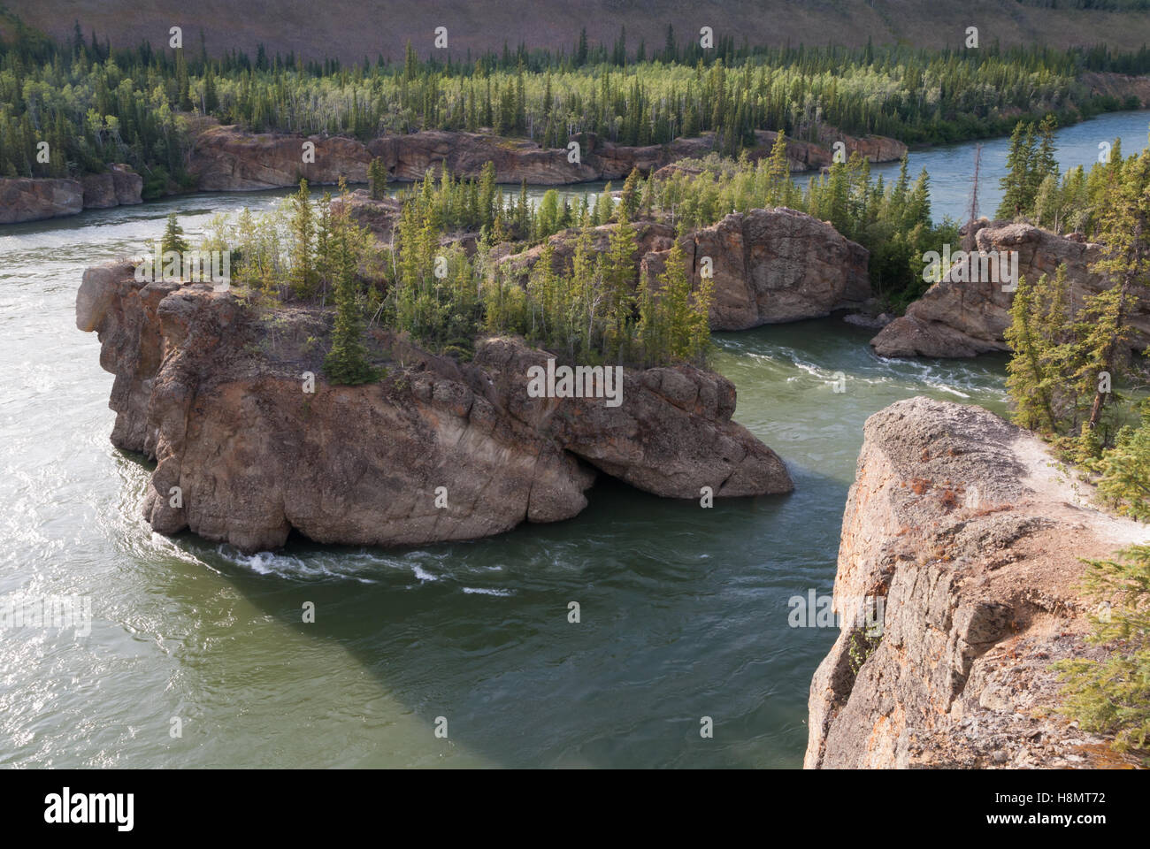 Five Finger Rapids am Yukon river Stockfoto