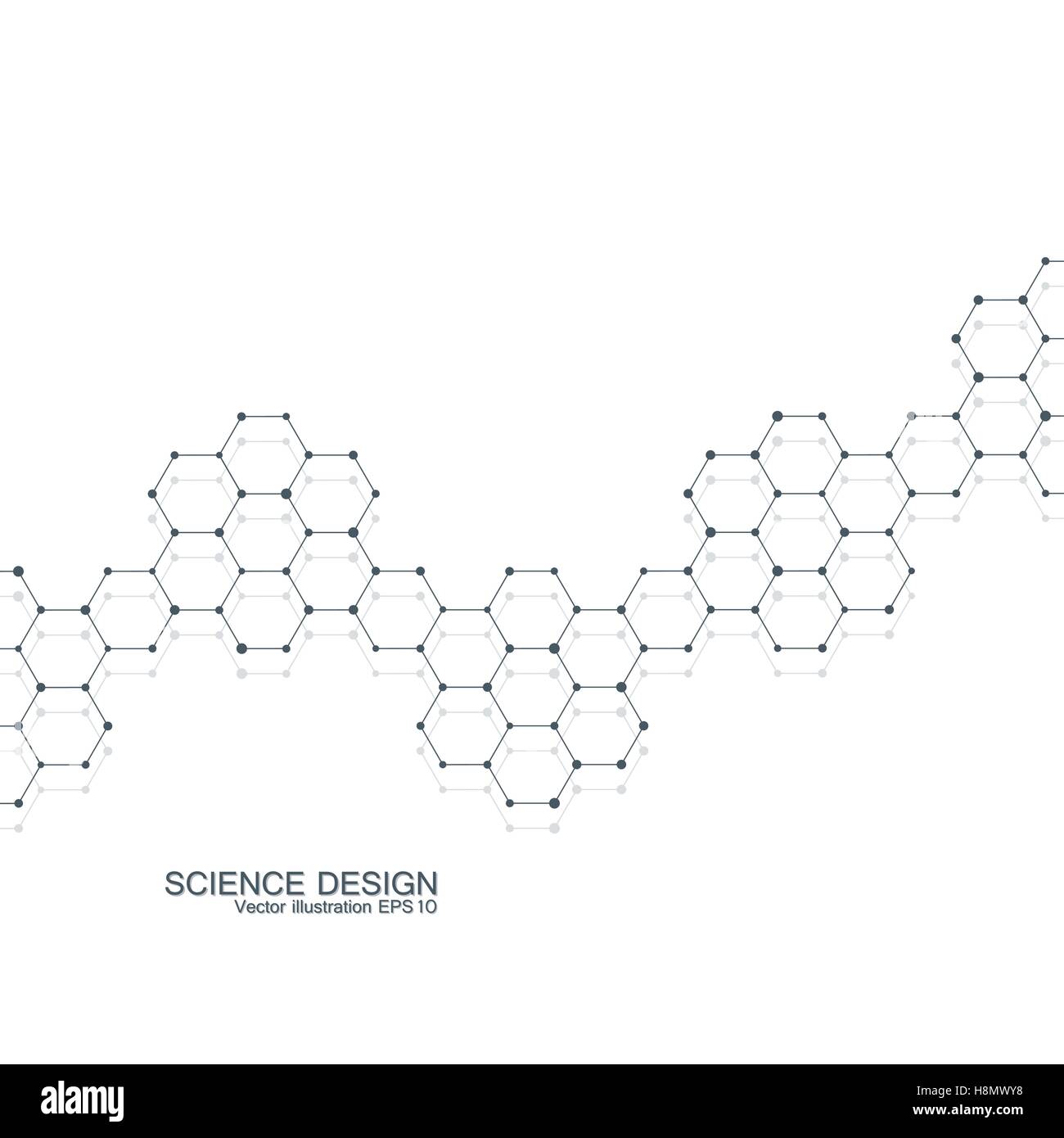 Struktur-Molekül der DNA und Neuronen. Strukturelle Atom. Chemische Verbindungen. Medizin, Wissenschaft, Technologie-Konzept. Geometrischen abstrakten Hintergrund. Vektor-Illustration für Ihr Design. Stock Vektor