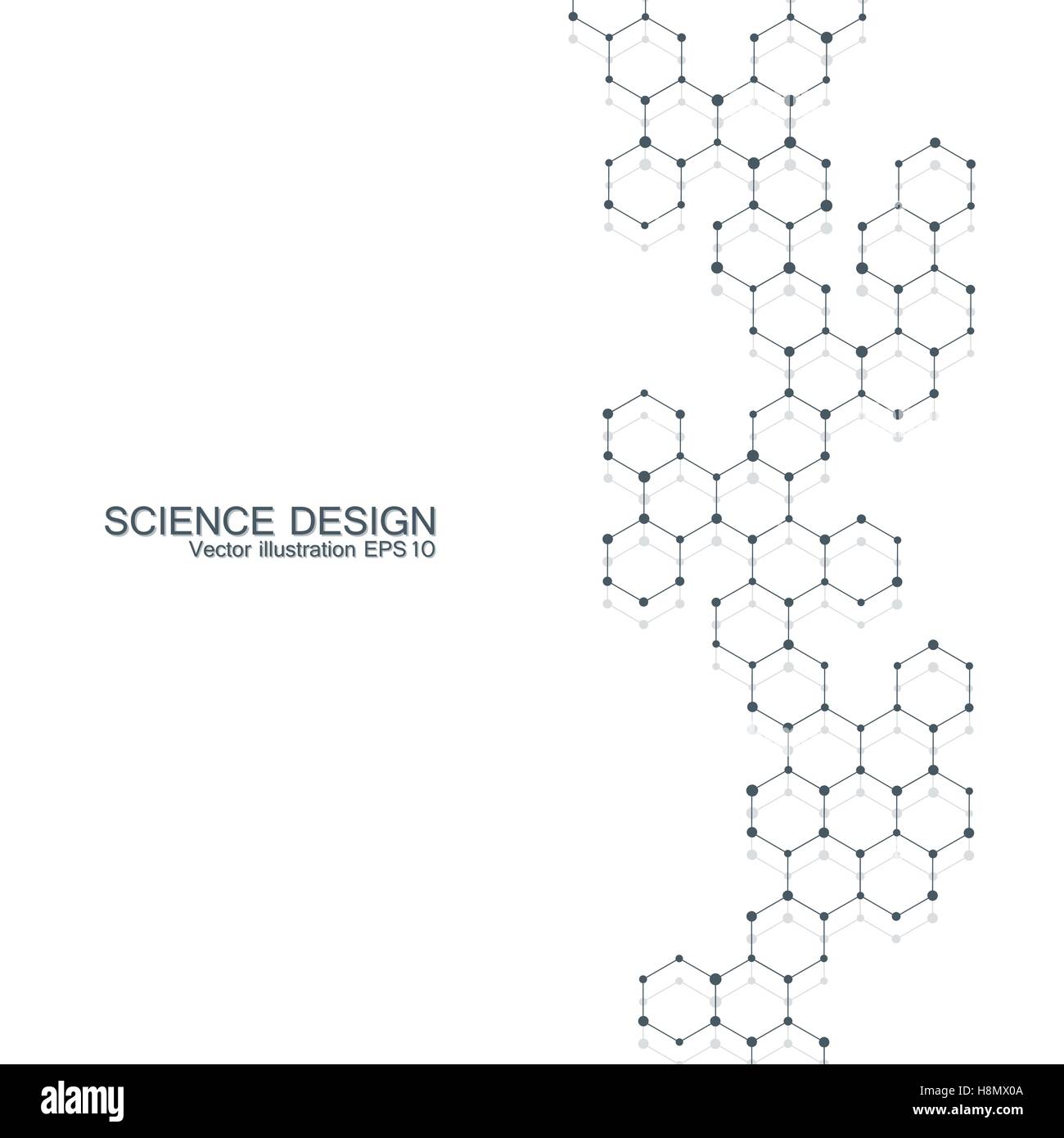 Struktur-Molekül der DNA und Neuronen. Strukturelle Atom. Chemische Verbindungen. Medizin, Wissenschaft, Technologie-Konzept. Geometrischen abstrakten Hintergrund. Vektor-Illustration für Ihr Design. Stock Vektor