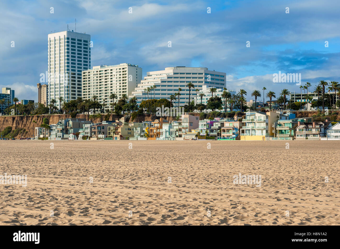 Häuser am Santa Monica Beach California Stockfoto