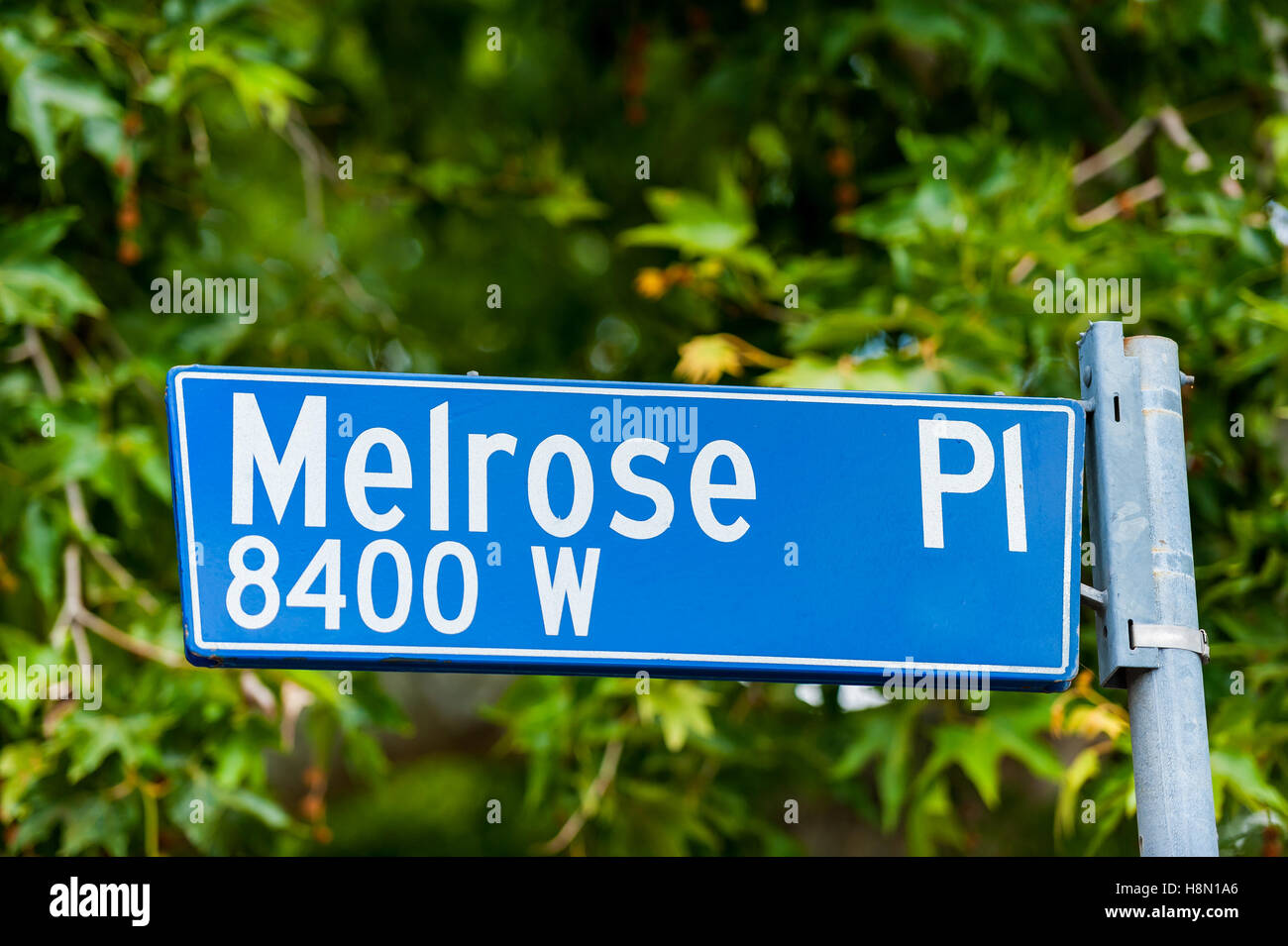 Melrose Place Straßenschild in Los Angeles Stockfoto