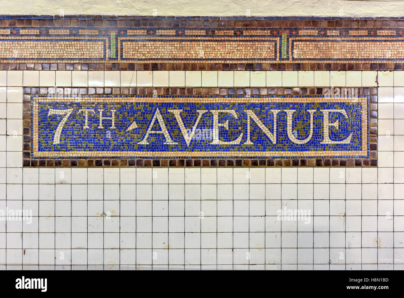 New York City - 2. November 2016: Seventh Avenue u-Bahnstation in Brooklyn, New York City entlang Flatbush Avenue. Stockfoto