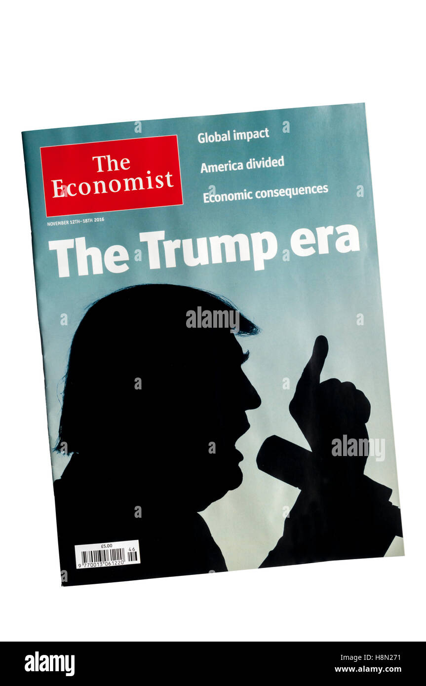 Cover von The Economist nach Donald Trump gewann die Wahl der 45. Präsident der USA zu werden. Stockfoto