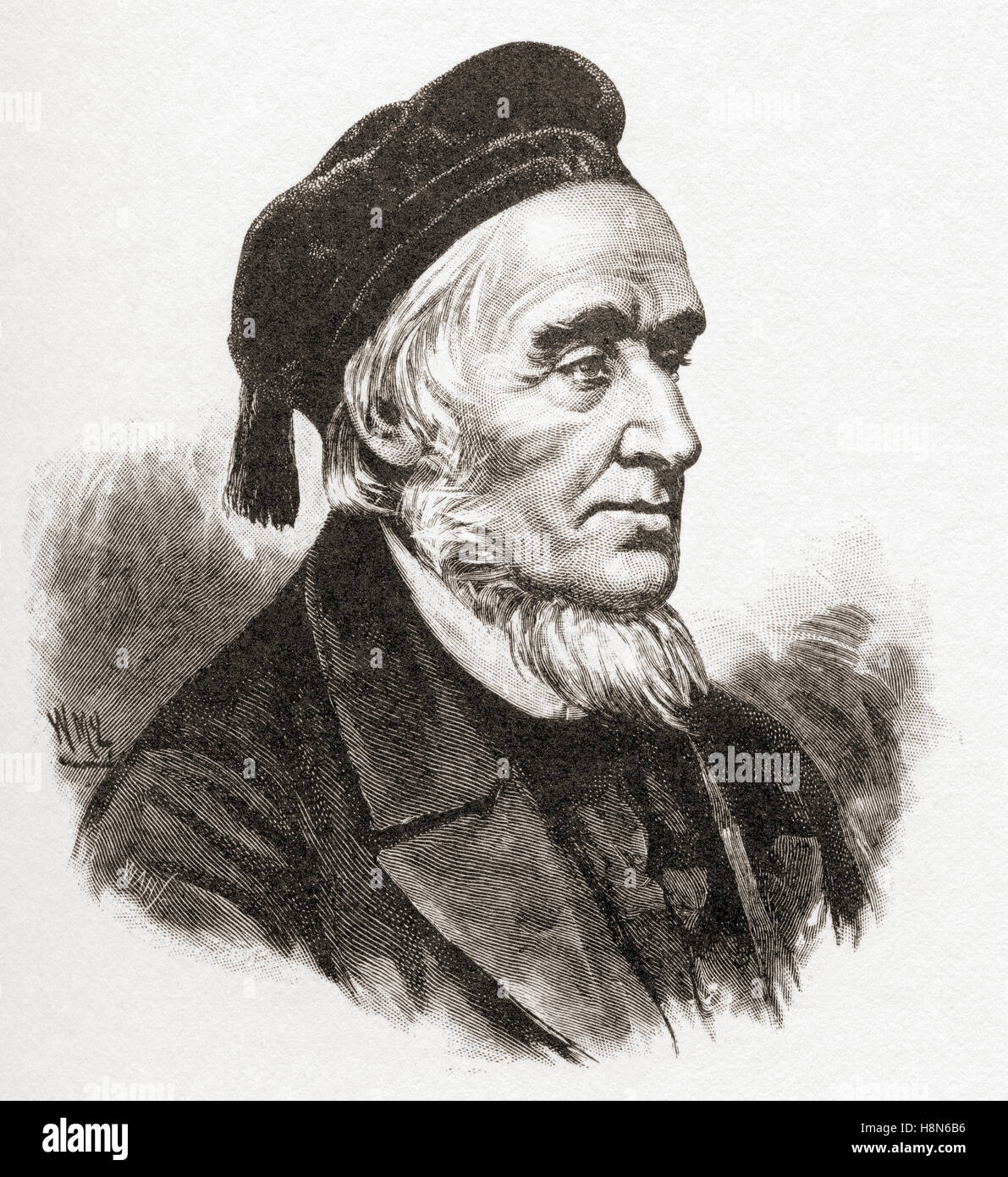 John Pascoe Fawkner, 1792 – 1869. Pionier, Geschäftsmann und Politiker von Melbourne, Australien.   Nach einem Druck aus den 1880er Jahren. Stockfoto