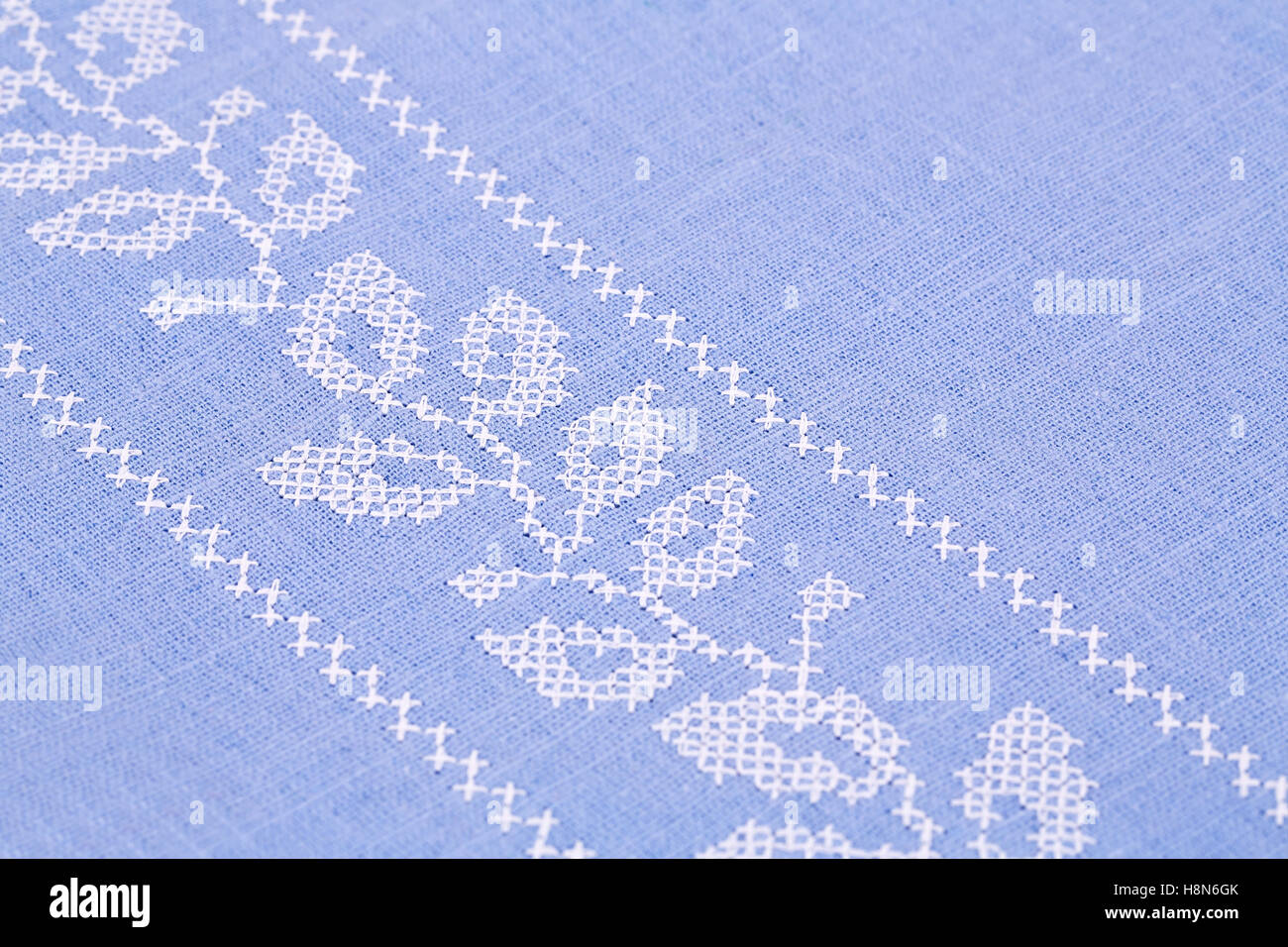 Tischdecke mit Muster Nahaufnahme Bild. Stockfoto