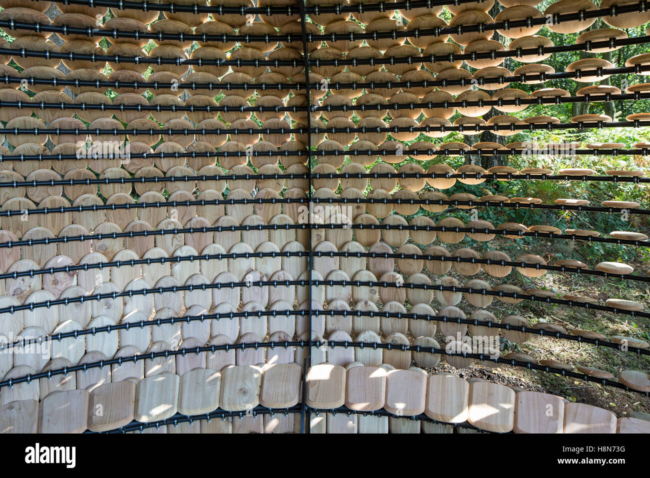 Detail-Ansicht innerhalb des Pavillons. Perspektiven. Pavillon, Surrey Hills, Vereinigte Staaten von Amerika. Architekt: Giles Miller Studio, 2016. Stockfoto