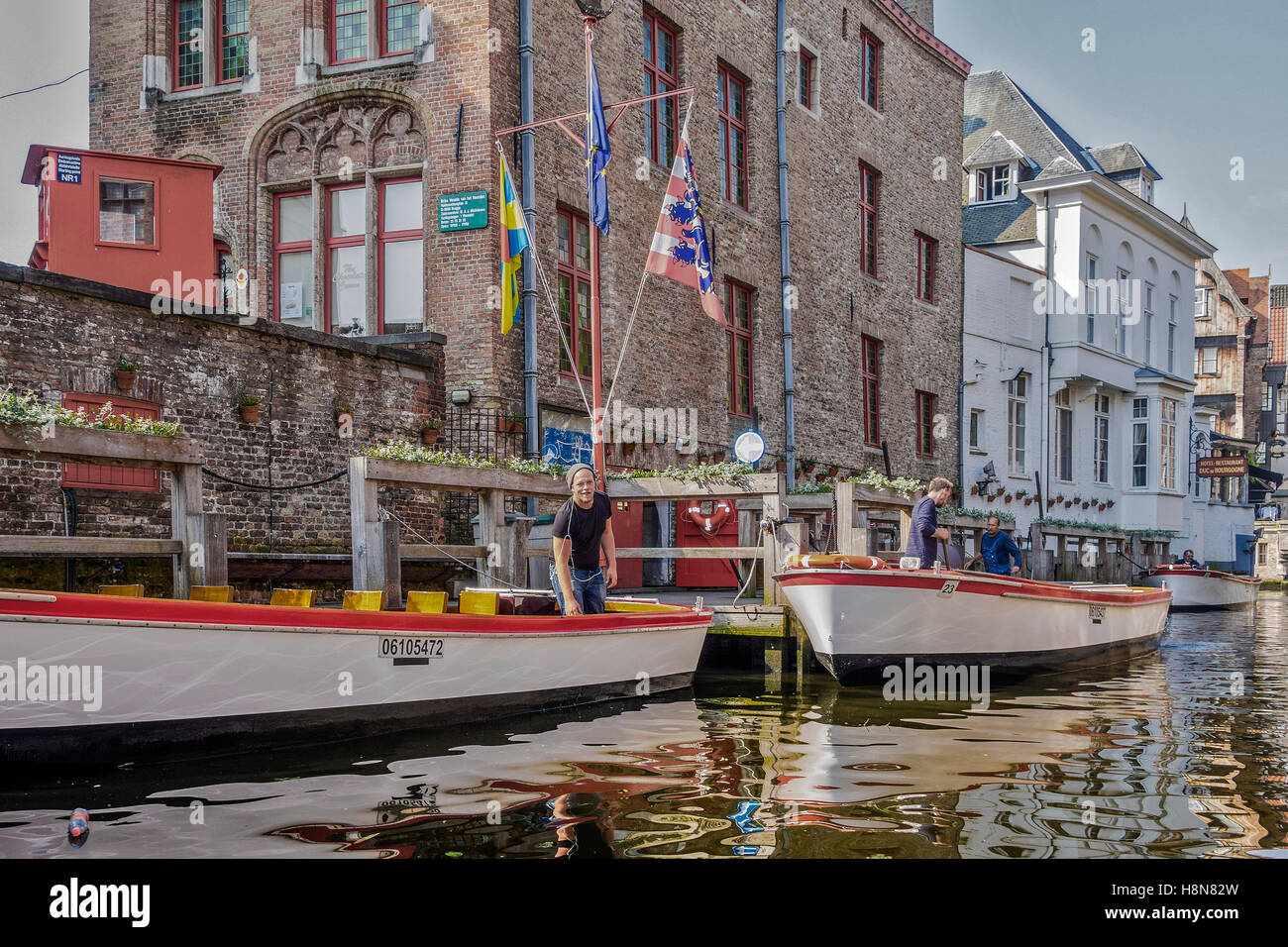 Ein Blick aus dem Kanal Brügge Belgien Stockfoto